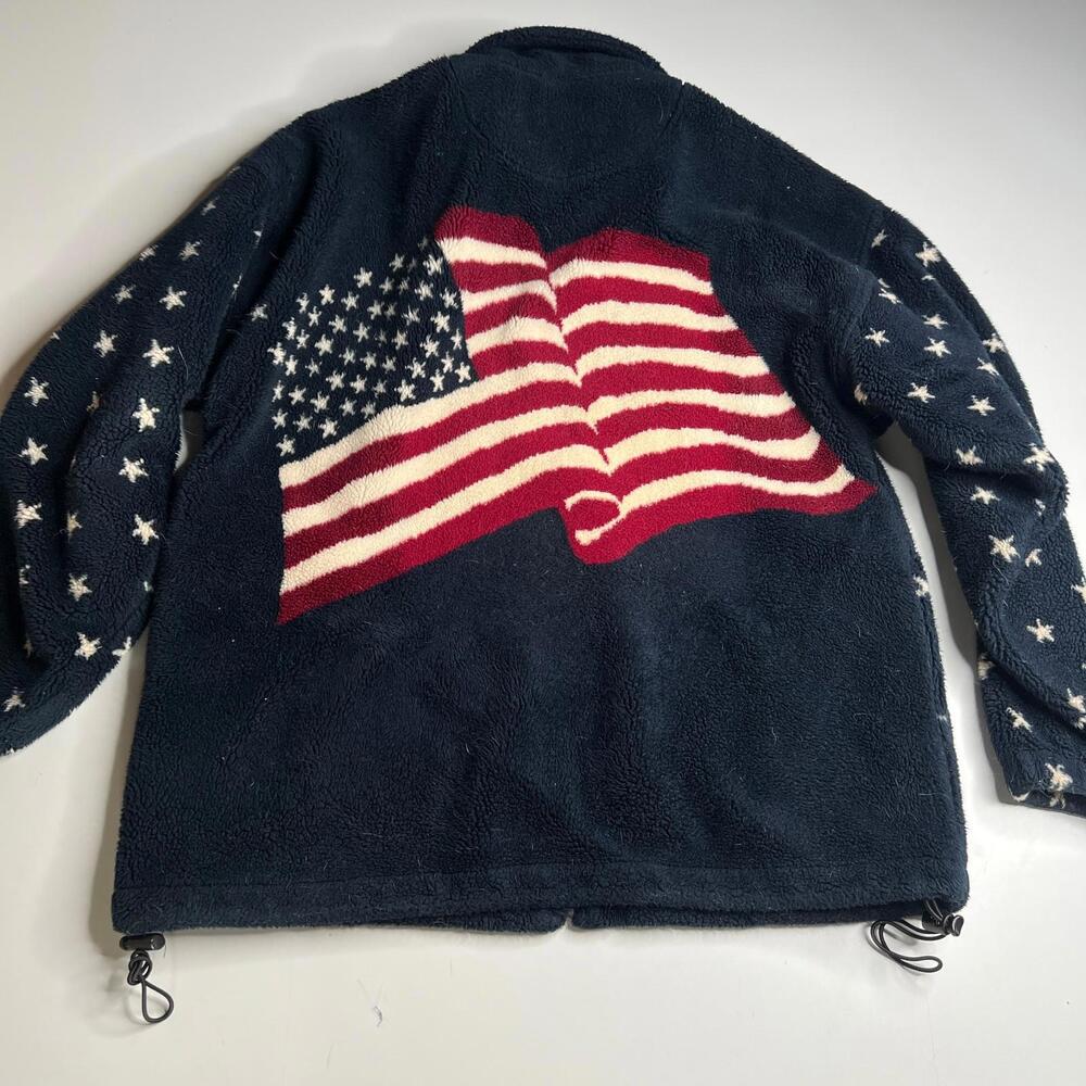 Vintage Bear Ridge USA Fleece Jacket American Flag Made in USA‎ Size M